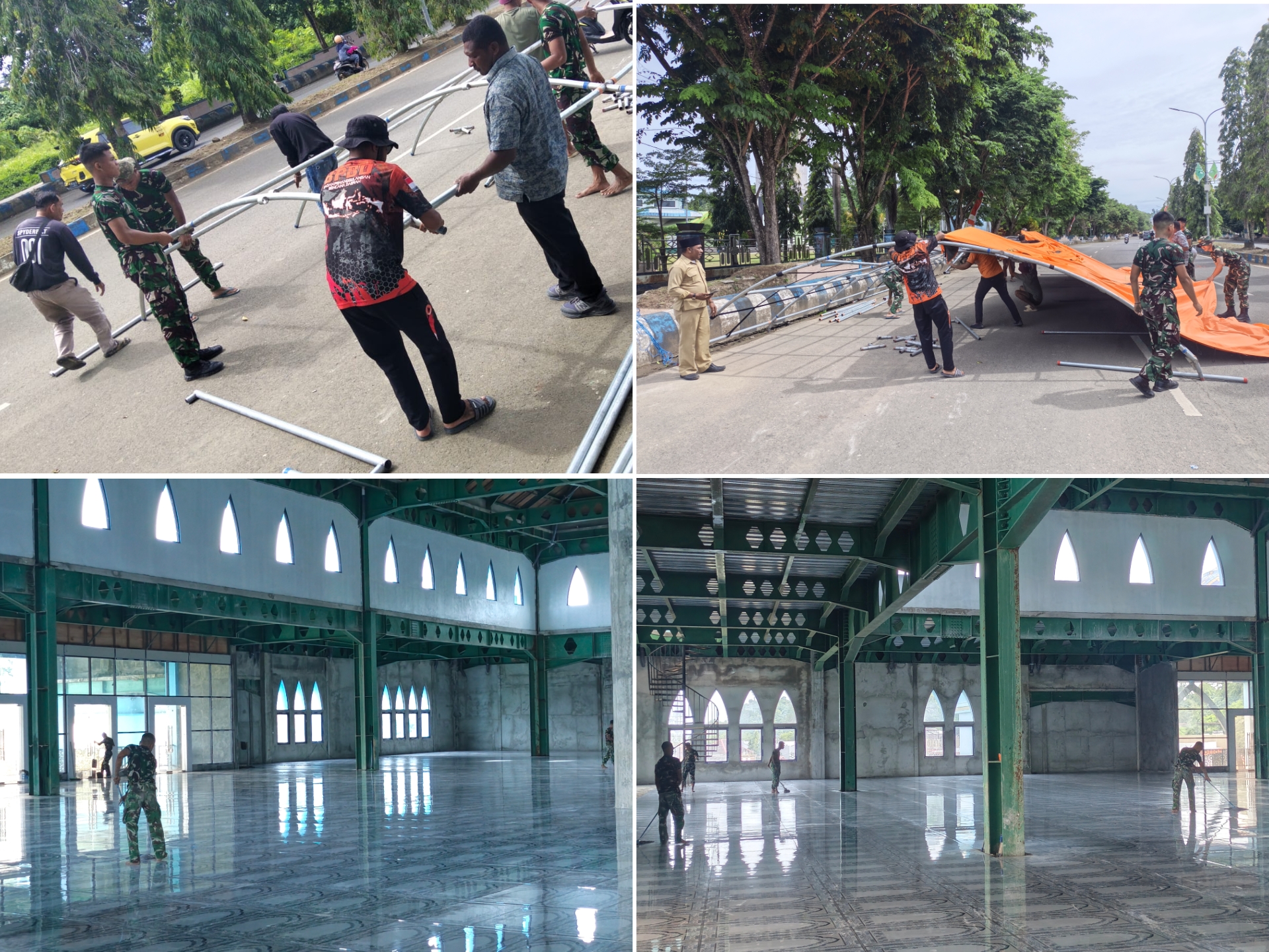 PHBI, BPBD, dan Yonif 863/Bemanbe Bathun Gotong Royong Bersihkan Masjid Agung Waisai Jelang Idul Adha 1447 H