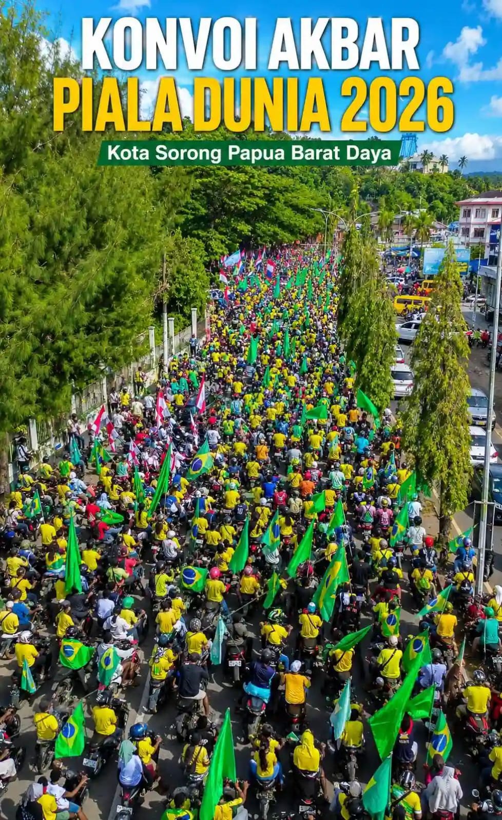 Konvoi Akbar Piala Dunia 2026 di Sorong Pecahkan Rekor Sekitar 300.000 Orang, FLF Apresiasi Dukungan Pemkot Sorong