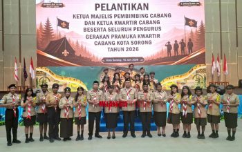 Pelantikan Pengurus Pramuka Kota Sorong 2026, Wali Kota Tekankan Pembinaan Karakter Generasi Muda