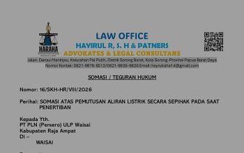 Kuasa Hukum Somasi PLN ULP Waisai, Persoalkan Pemutusan Listrik Saat Penertiban Pasar
