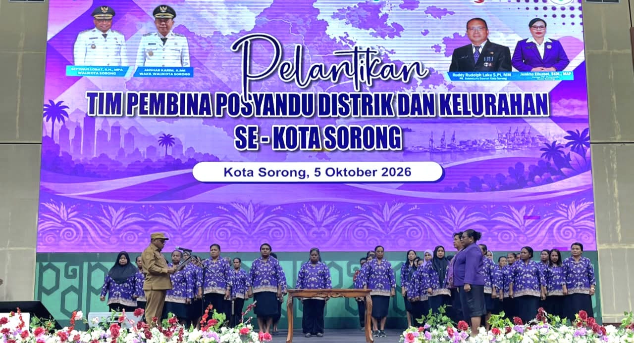 Wali Kota Sorong Kukuhkan TP Posyandu Distrik dan Kelurahan, Siapkan Penguatan Layanan Dasar