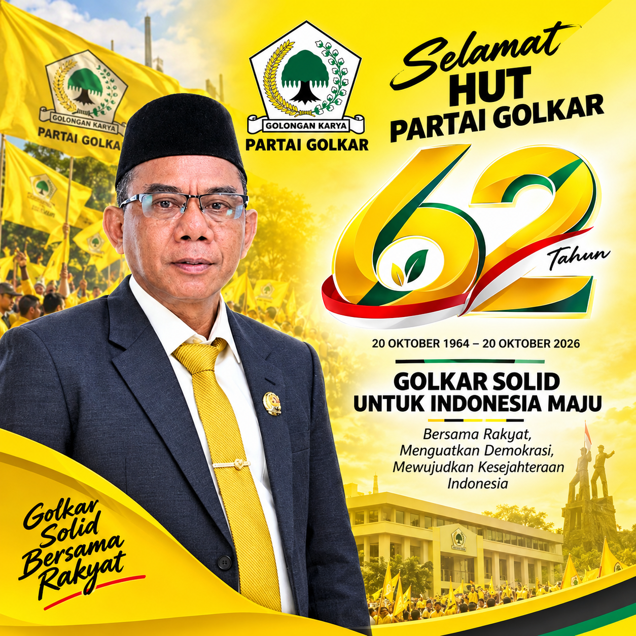 HUT ke-62 Partai Golkar, Anwar Kopong Harap Politik Berpihak pada Rakyat